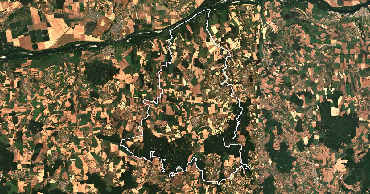 Imagine din satelit cu limita trasată: Glavinița