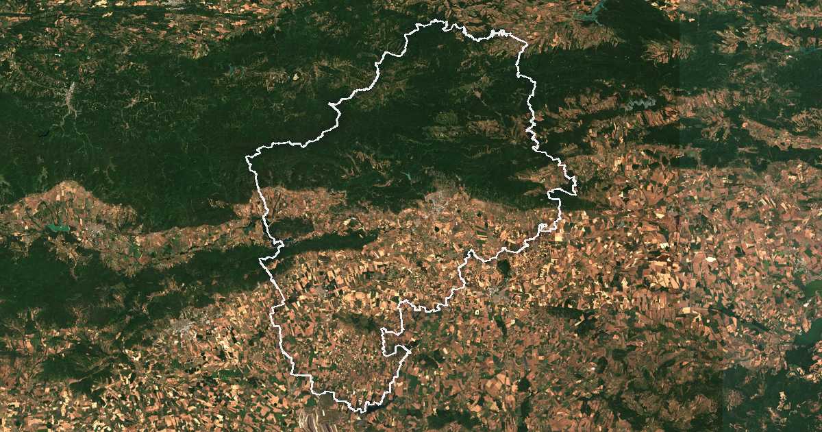 Imagine din satelit cu limita trasată: Sliven