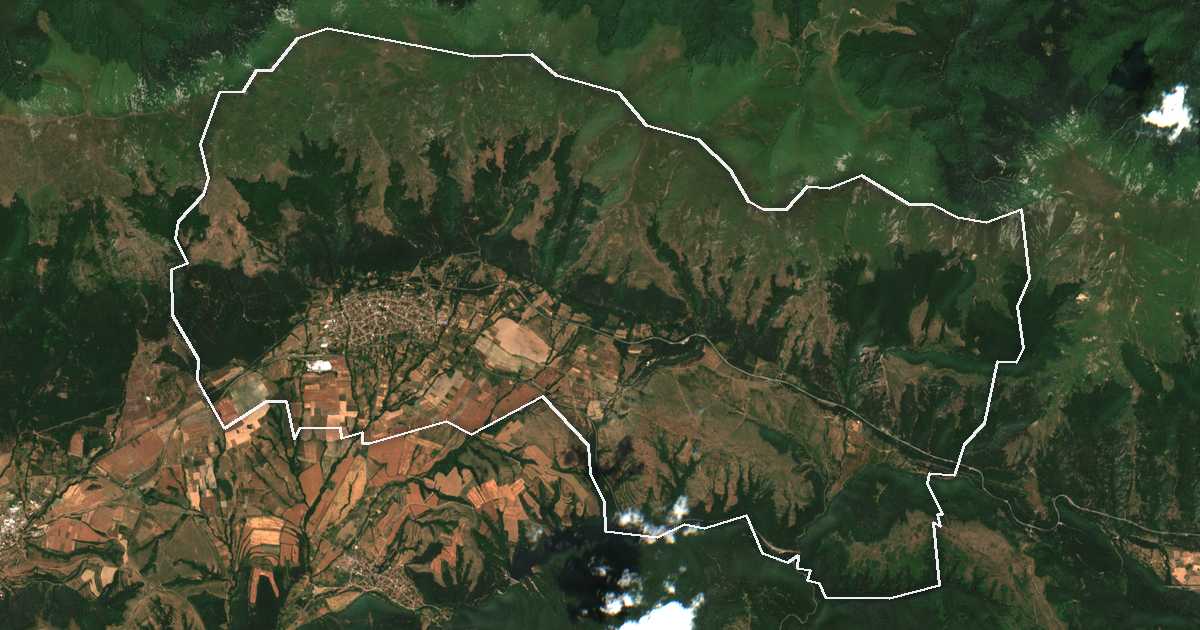 Imagine din satelit cu limita trasată: Anton