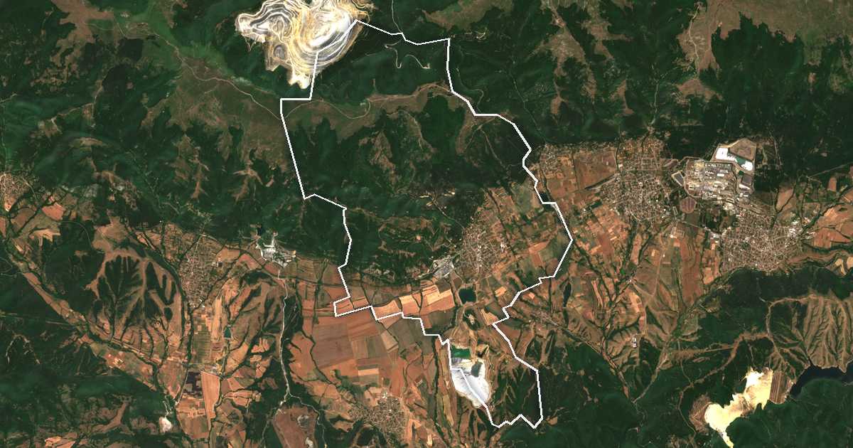 Imagine din satelit cu limita trasată: Celopeci
