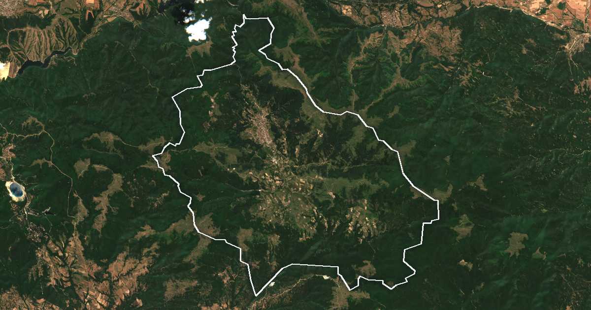 Imagine din satelit cu limita trasată: Koprivștița