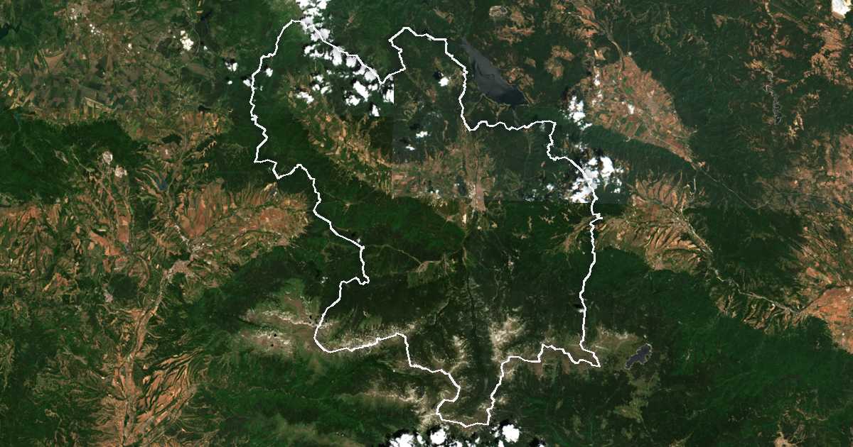 Imagine din satelit cu limita trasată: Samokov