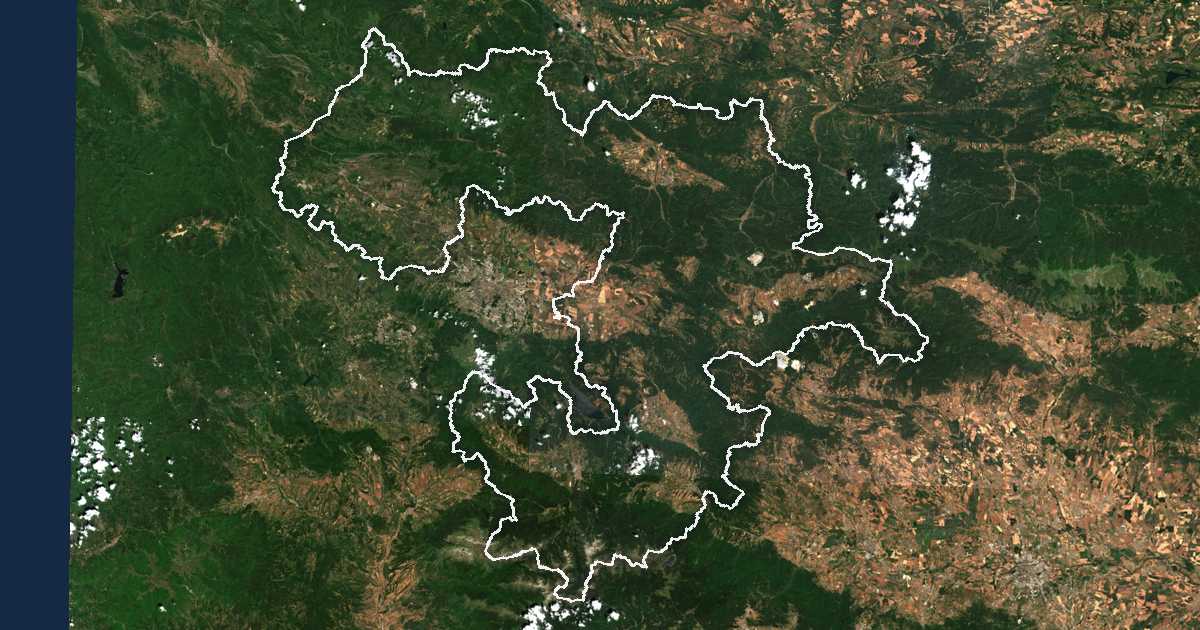 Imagine din satelit cu limita trasată: Sofia