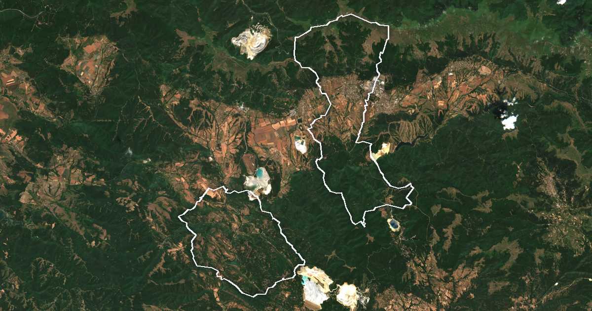 Imagine din satelit cu limita trasată: Zlatița