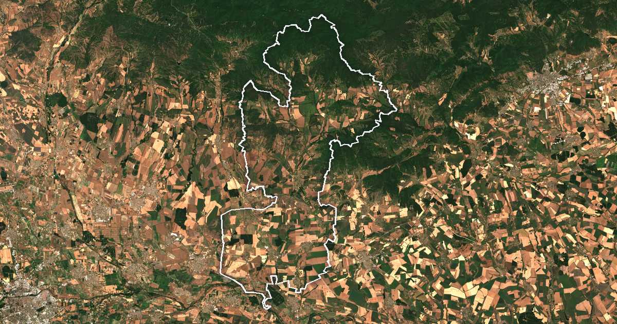 Imagine din satelit cu limita trasată: Bratea Daskalovi
