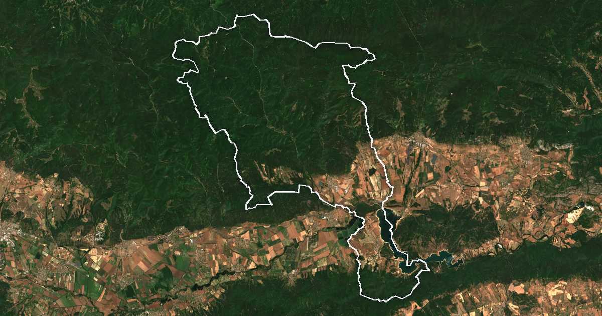Imagine din satelit cu limita trasată: Gurkovo