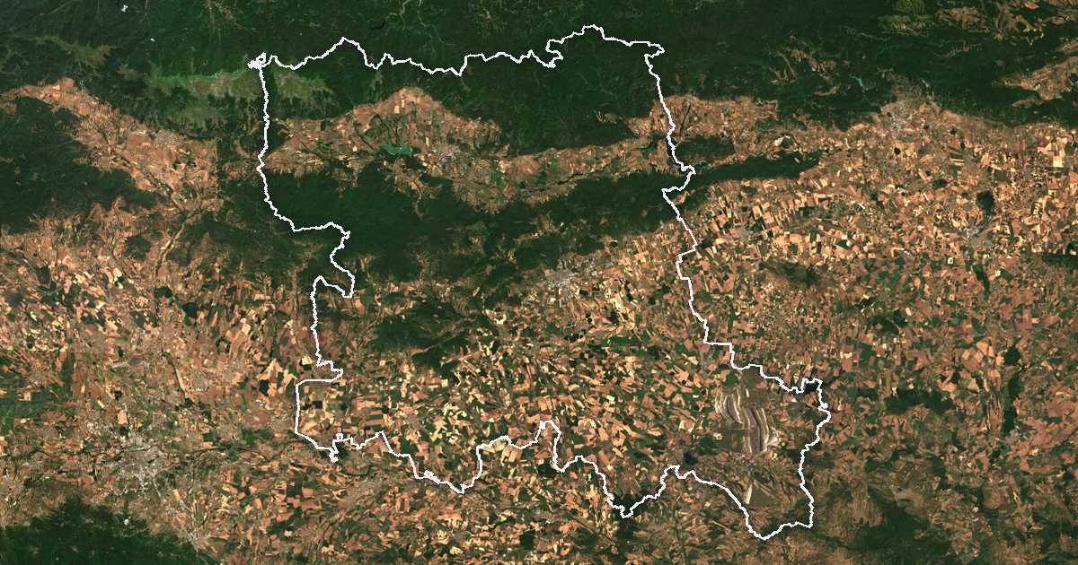 Imagine din satelit cu limita trasată: Stara Zagora