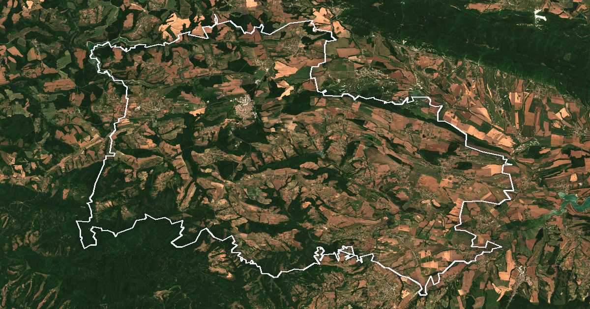 Imagine din satelit cu limita trasată: Omurtag