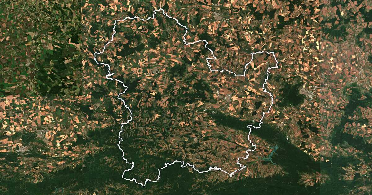 Imagine din satelit cu limita trasată: Tărgoviște