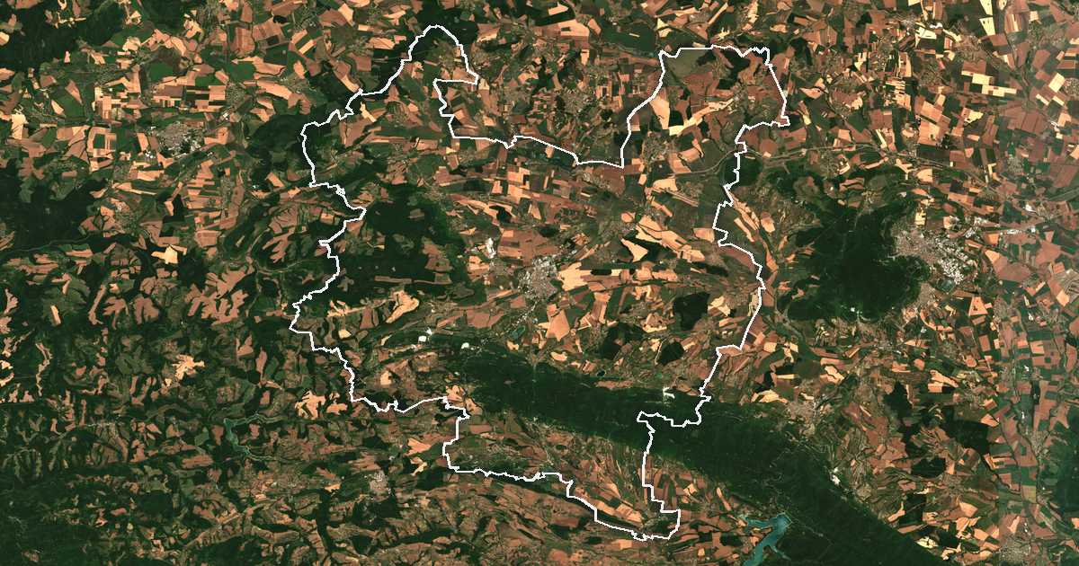 Imagine din satelit cu limita trasată: Tărgoviște