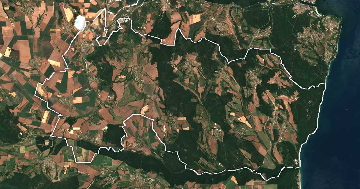 Imagine din satelit cu limita trasată: Avren