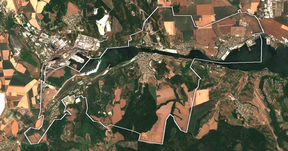 Imagine din satelit cu limita trasată: Beloslav