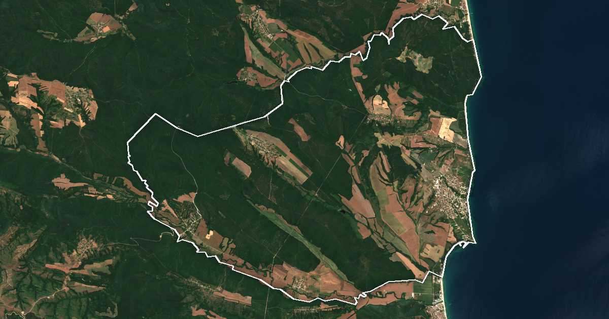 Imagine din satelit cu limita trasată: Beala