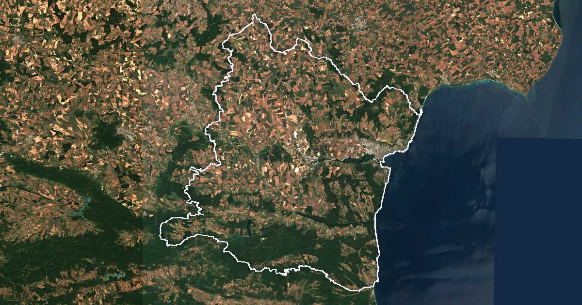 Imagine din satelit cu limita trasată: Varna
