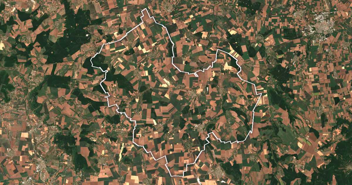 Imagine din satelit cu limita trasată: Vălci Dol