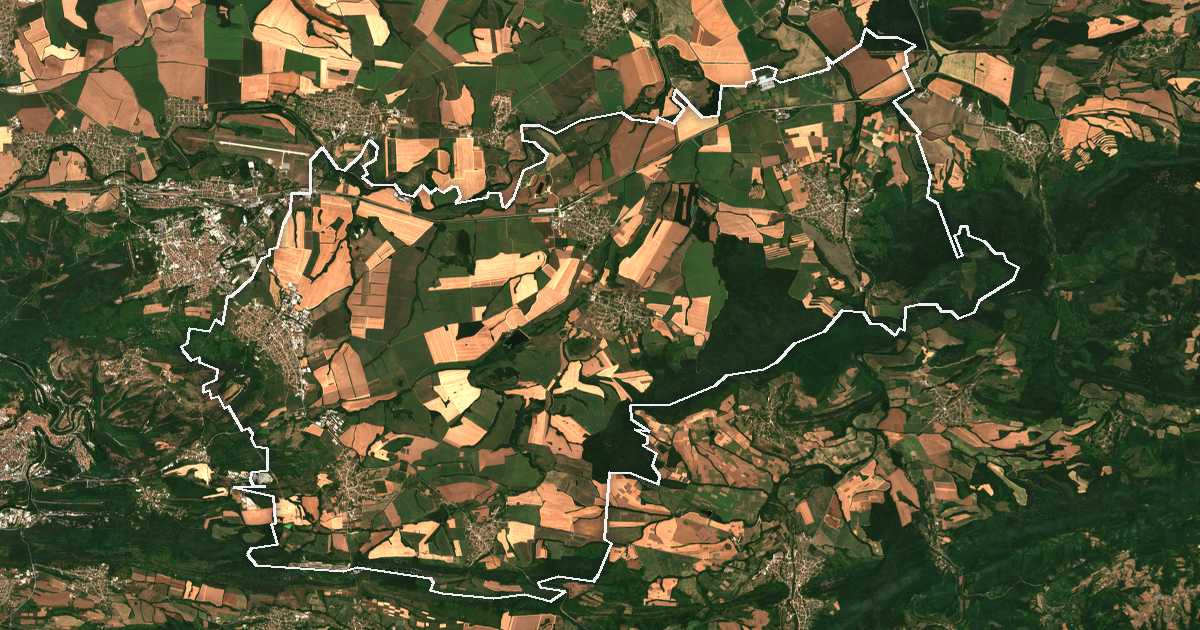 Imagine din satelit cu limita trasată: Leaskoveț