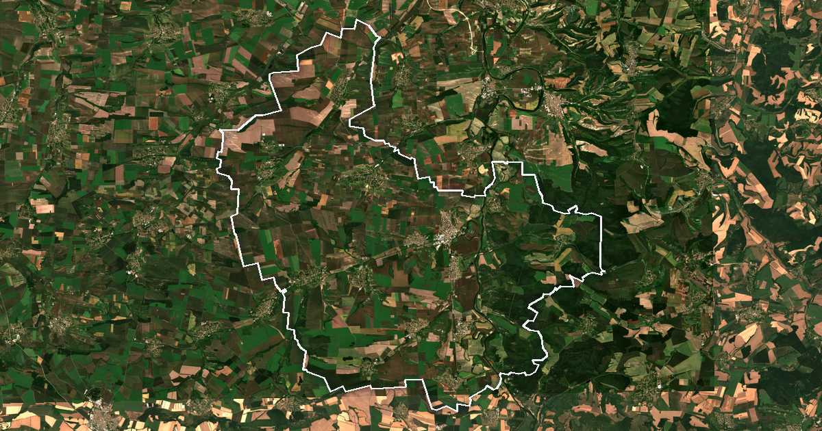 Imagine din satelit cu limita trasată: Polski Trămbeș
