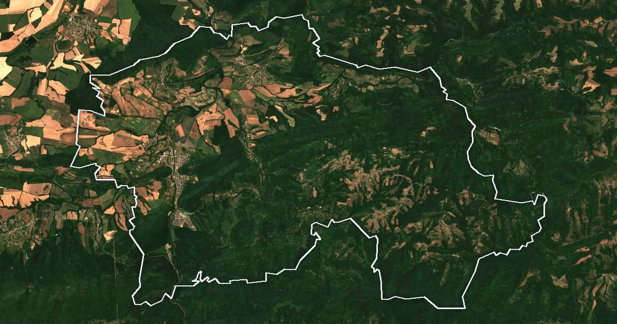 Imagine din satelit cu limita trasată: Zlatarița