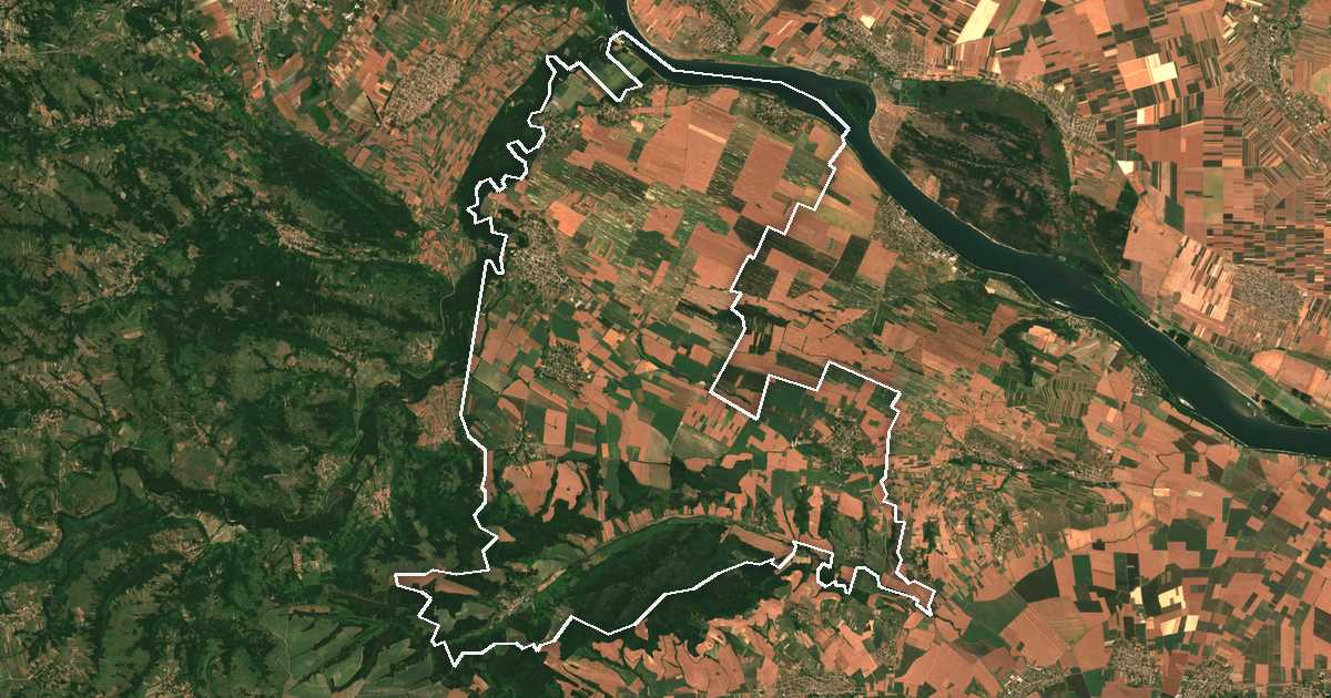 Imagine din satelit cu limita trasată: Bregovo