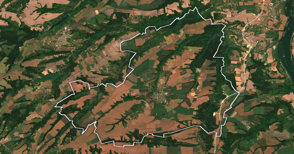 Imagine din satelit cu limita trasată: Gramada