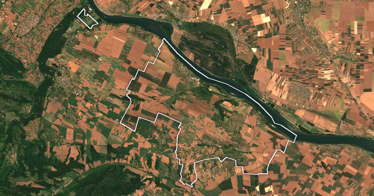 Imagine din satelit cu limita trasată: Novo Selo