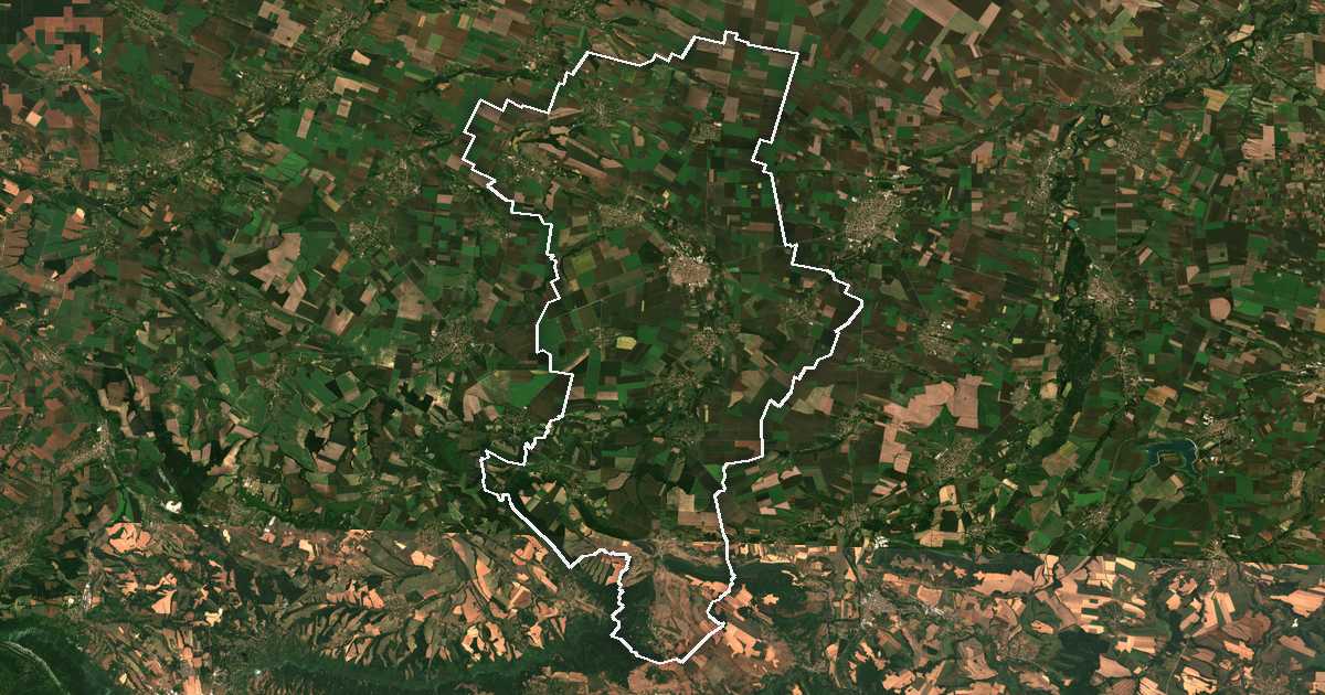 Imagine din satelit cu limita trasată: Beala Slatina