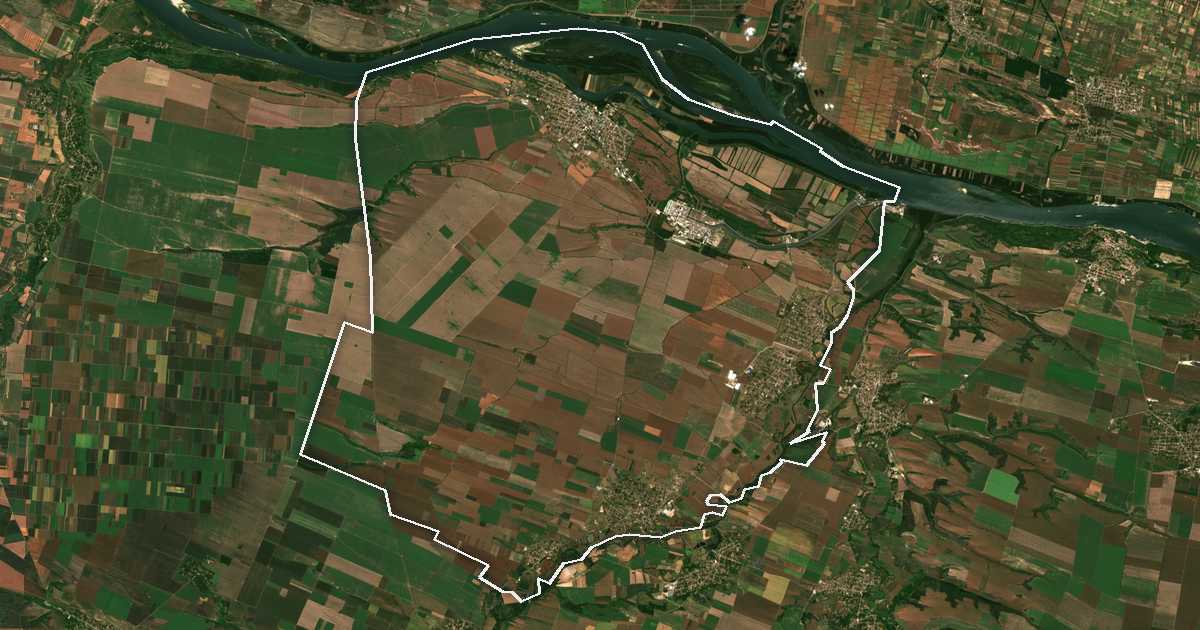 Imagine din satelit cu limita trasată: Kozlodui