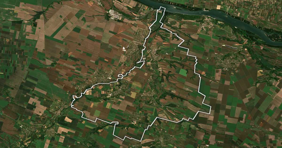 Imagine din satelit cu limita trasată: Mizia