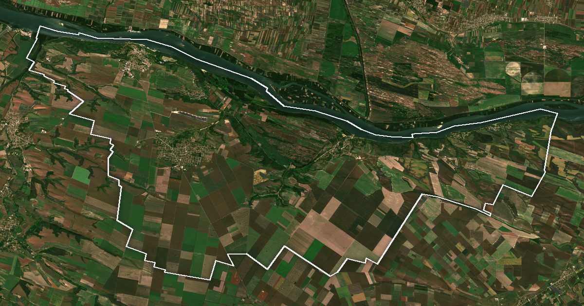 Imagine din satelit cu limita trasată: Rahova