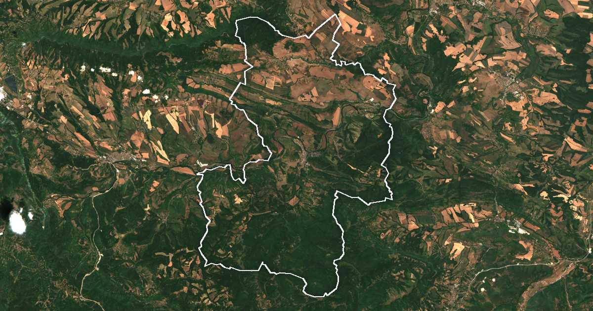 Imagine din satelit cu limita trasată: Roman