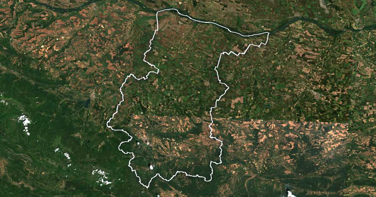 Imagine din satelit cu limita trasată: Vrața
