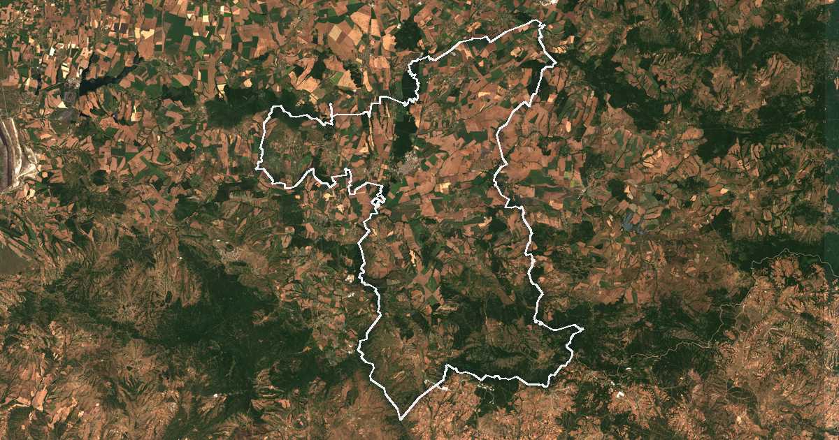 Imagine din satelit cu limita trasată: Elhovo