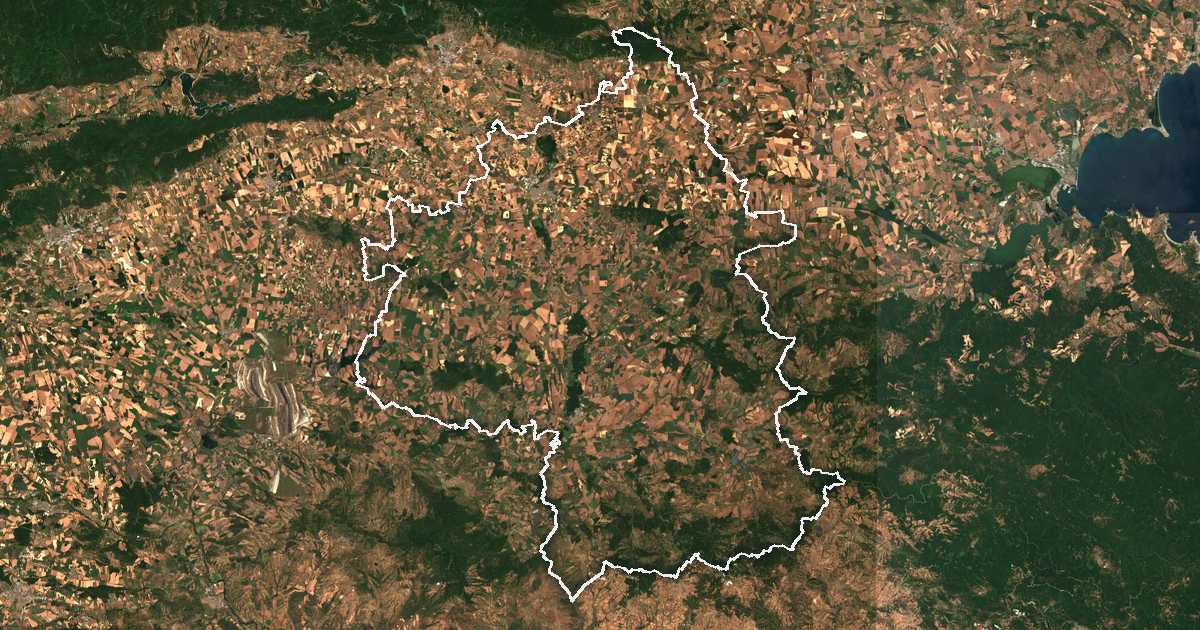 Imagine din satelit cu limita trasată: Iambol