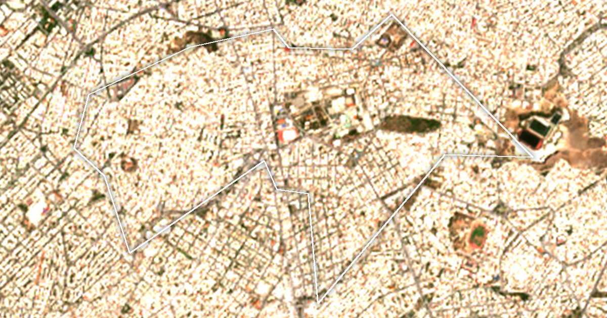 Imagine din satelit cu limita trasată: Dímos Dáfnis - Ymittoú