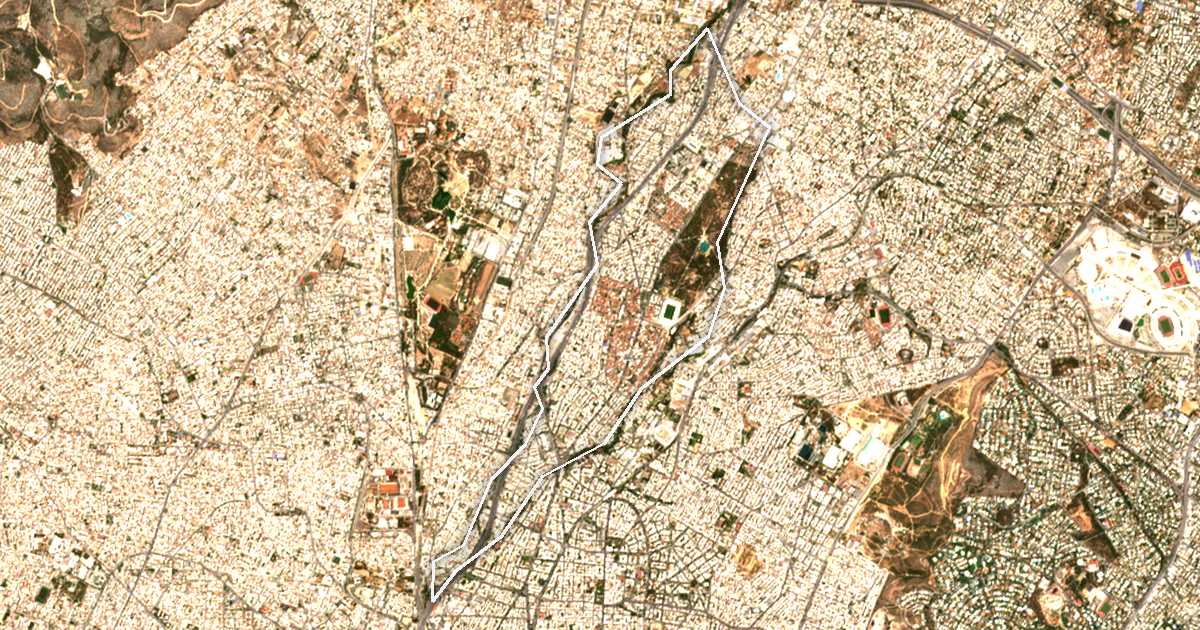 Imagine din satelit cu limita trasată: Dímos Filadelfeías - Chalkidónos