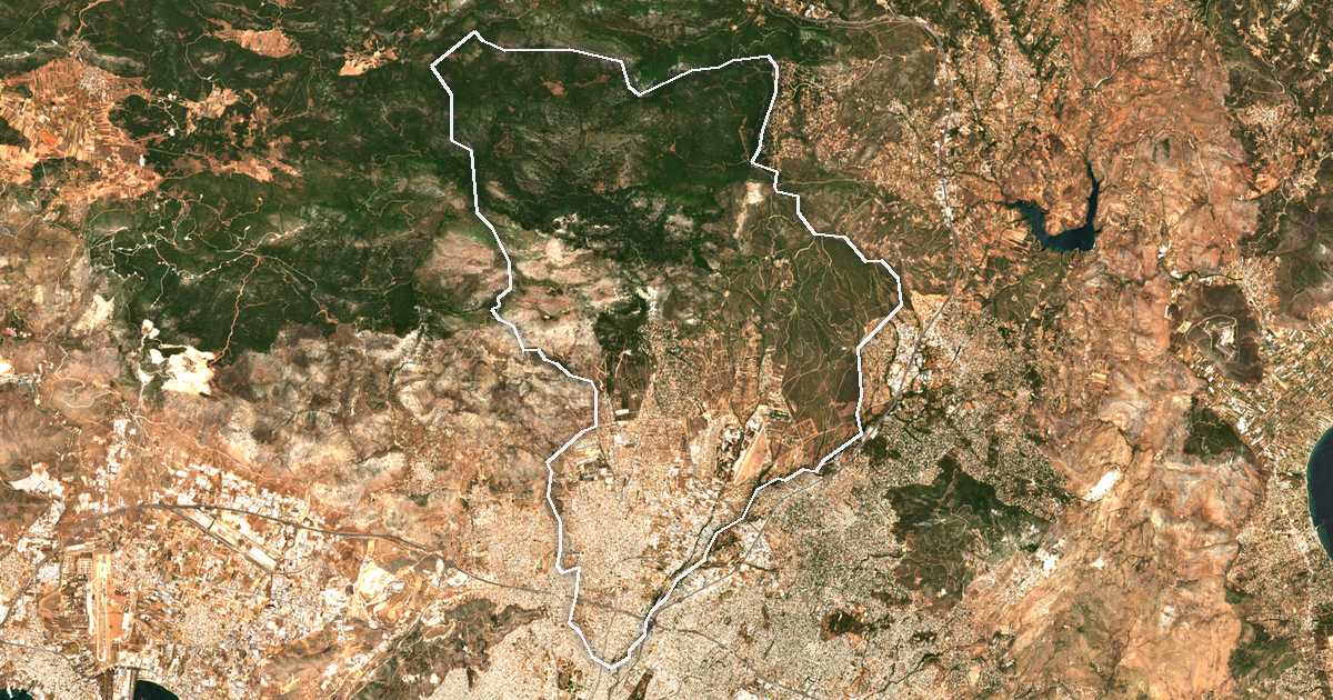 Imagine din satelit cu limita trasată: Dímos Acharnón