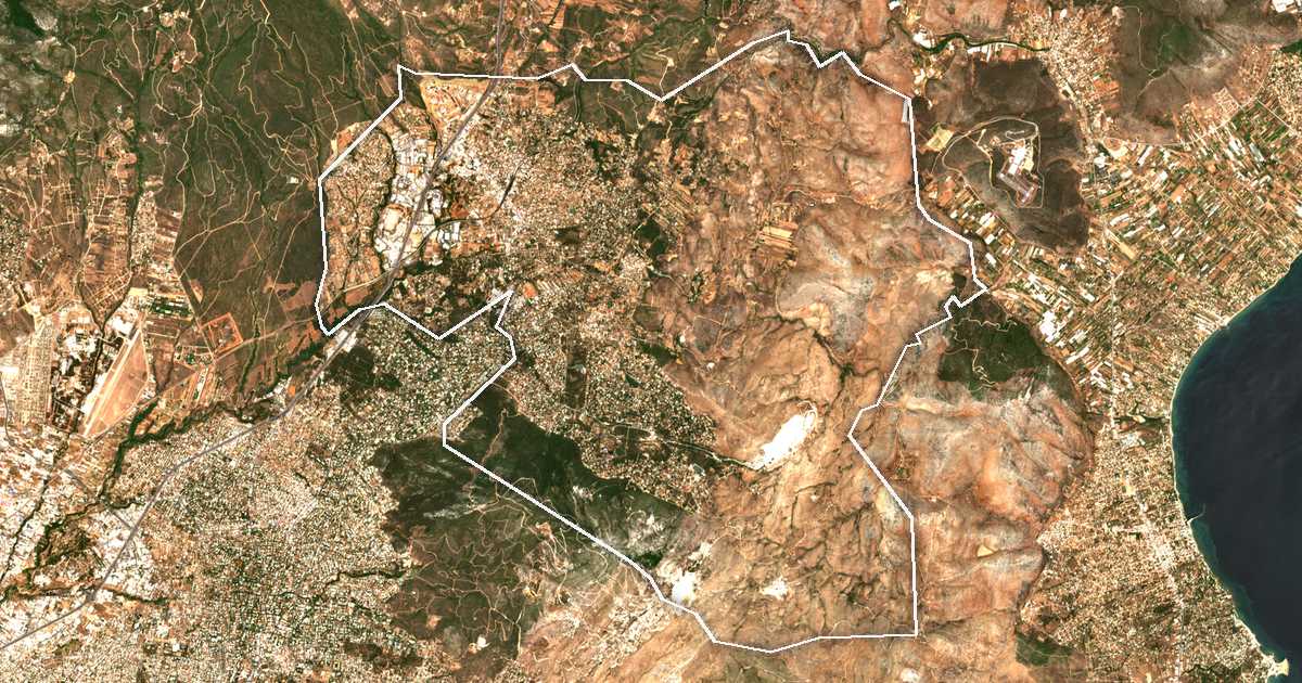 Imagine din satelit cu limita trasată: Dímos Dionýsou