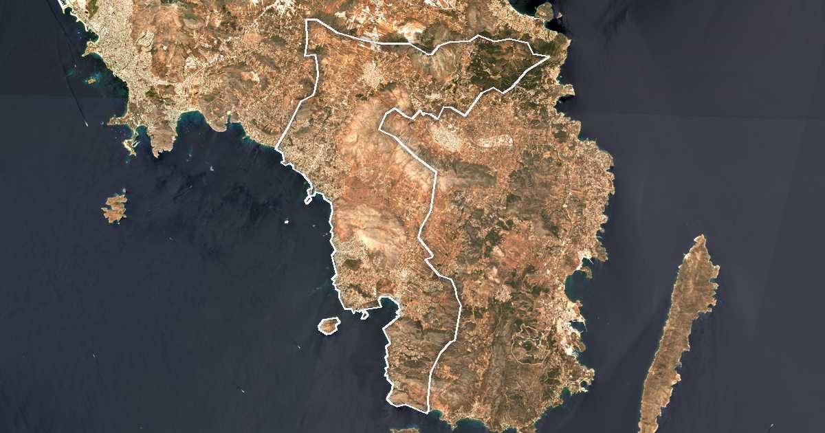 Imagine din satelit cu limita trasată: Dímos Saronikoú
