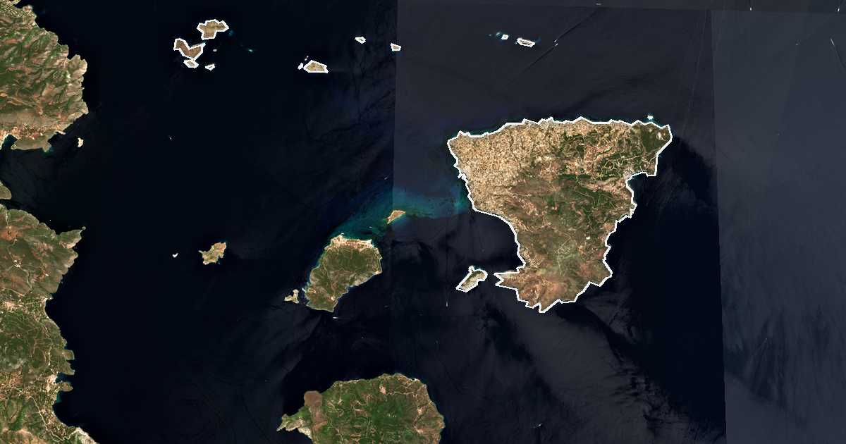 Imagine din satelit cu limita trasată: Dímos Aíginas