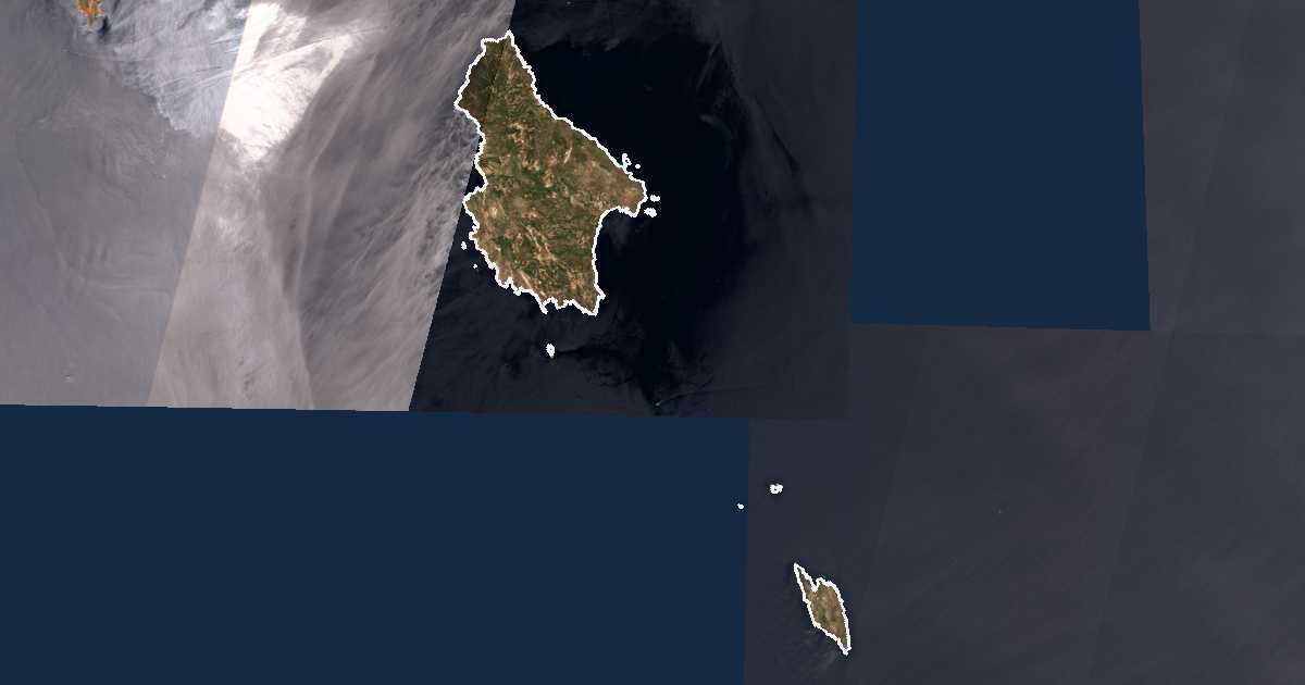 Imagine din satelit cu limita trasată: Kythira