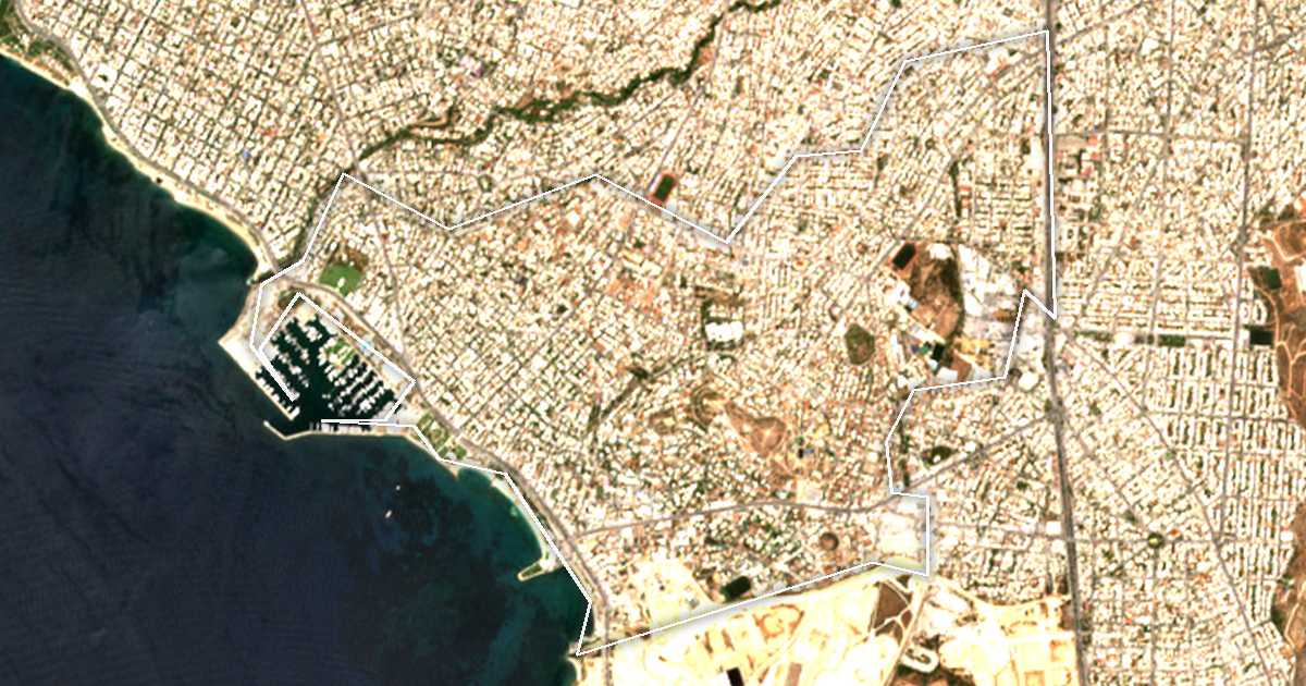 Imagine din satelit cu limita trasată: Alimos