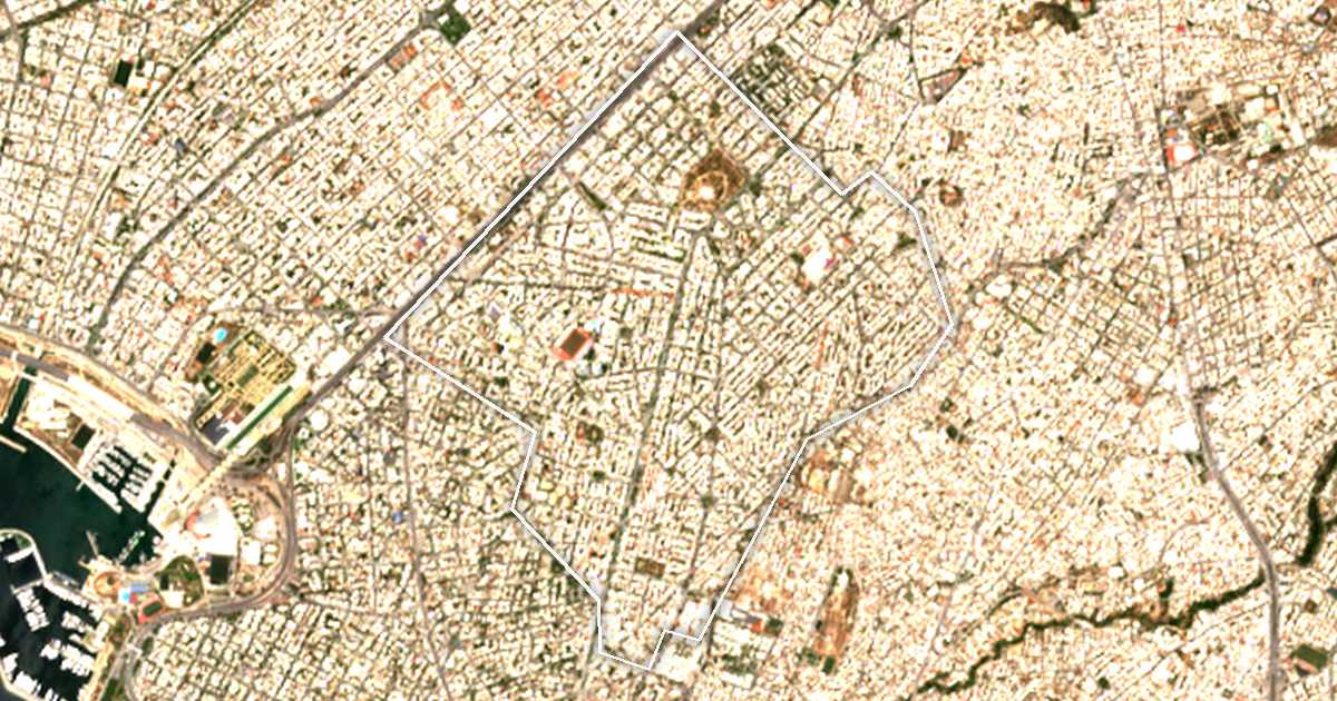 Imagine din satelit cu limita trasată: Nea Smyrni