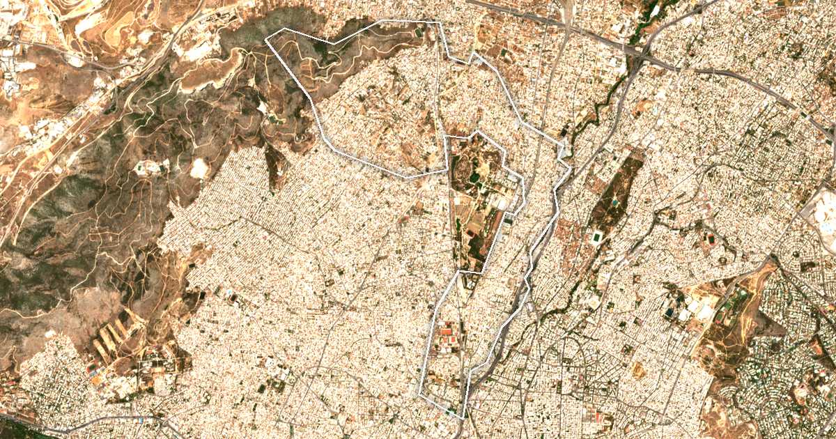 Imagine din satelit cu limita trasată: Dímos Agíon Anargýron - Kamateroú