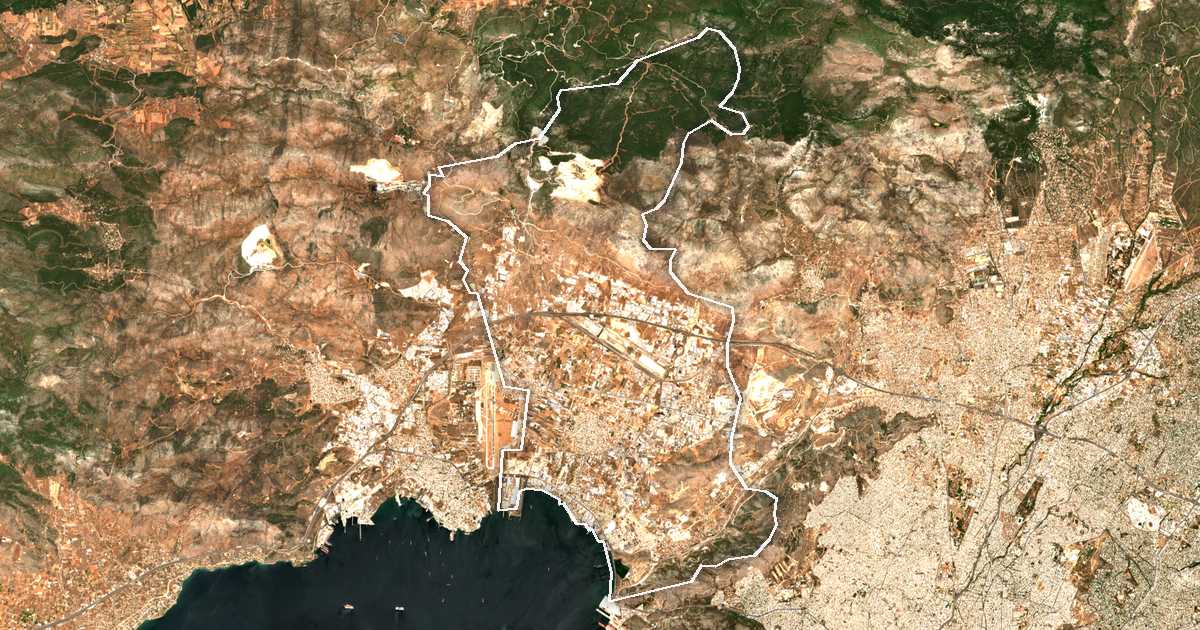 Imagine din satelit cu limita trasată: Dímos Aspropýrgou