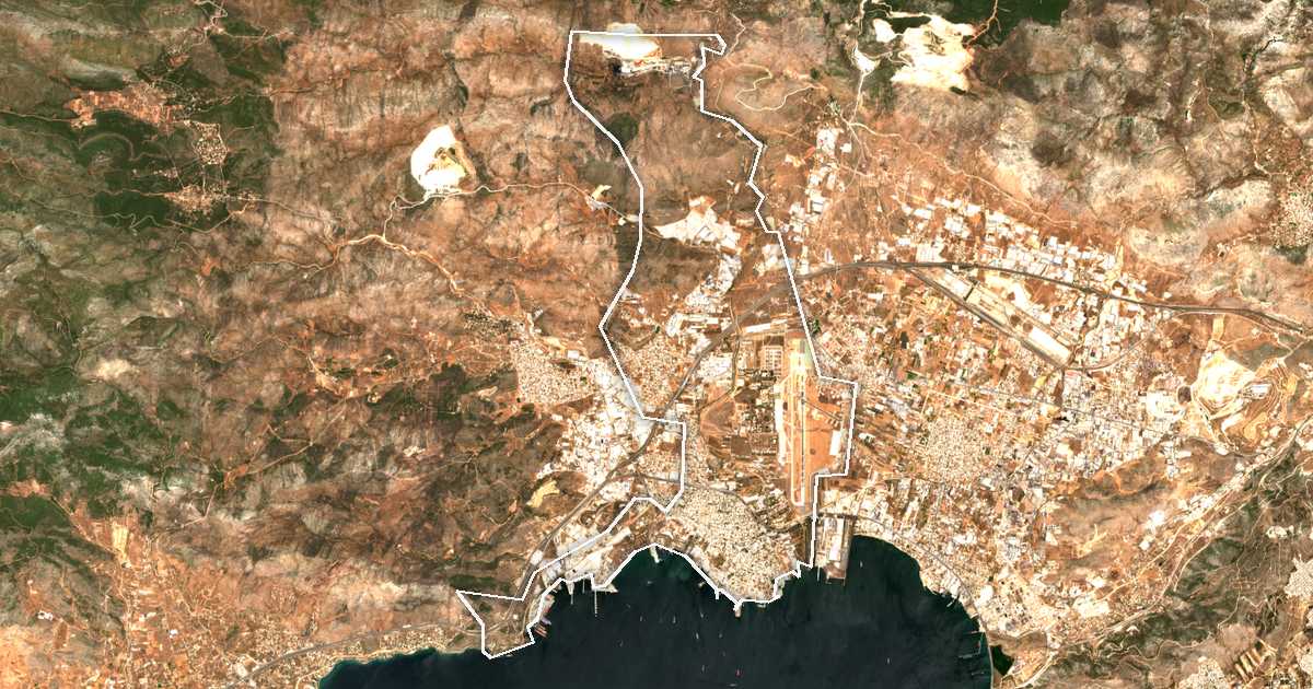 Imagine din satelit cu limita trasată: Dímos Elefsínas