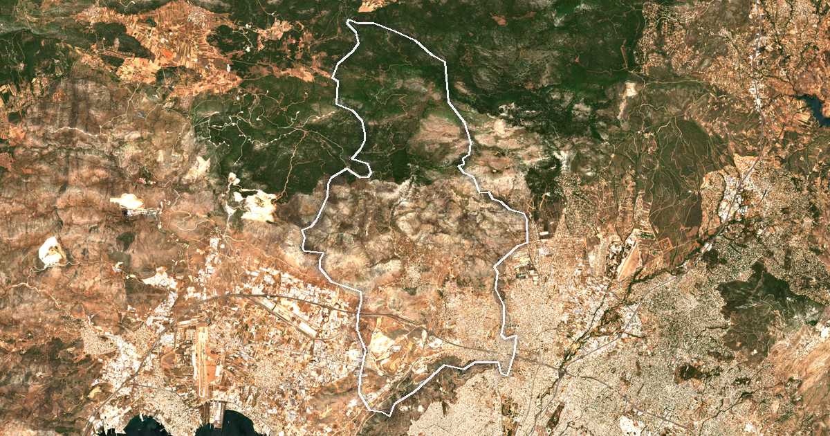 Imagine din satelit cu limita trasată: Fyli