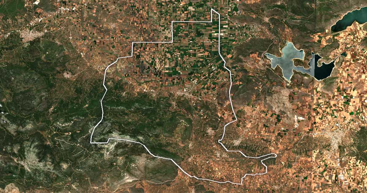 Imagine din satelit cu limita trasată: Dímos Aliártou