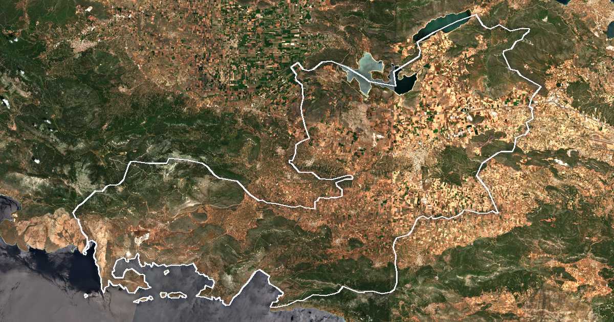Imagine din satelit cu limita trasată: Dímos Thivaíon