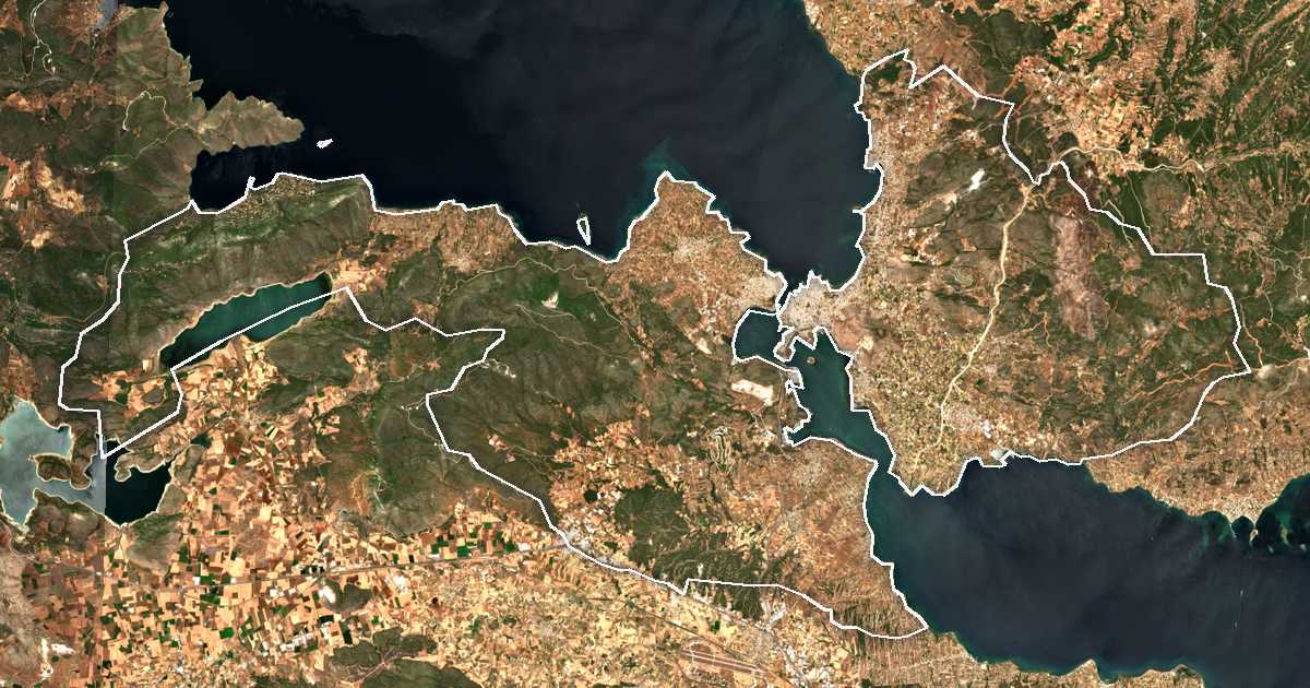 Imagine din satelit cu limita trasată: Dímos Chalkidéon