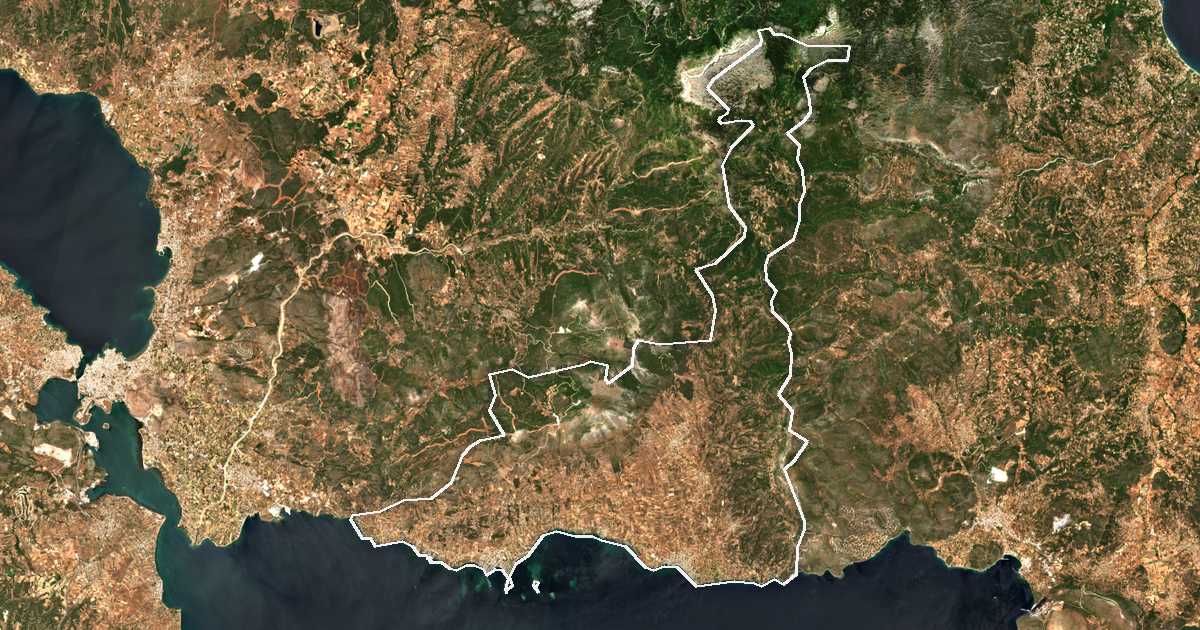 Imagine din satelit cu limita trasată: Dímos Erétrias
